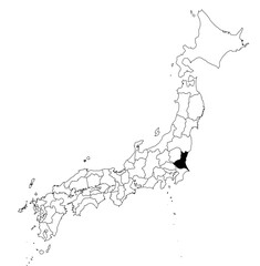 Vector map of the prefecture of Ibaraki highlighted highlighted in black on the map of Japan.