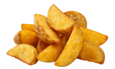 Delicious fried potato wedges, cut out