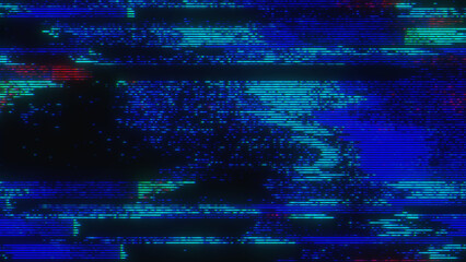 Neon Glow Glitch noise static television VFX. Visual video effects stripes background, CRT tv screen no signal glitch effect - 615400370