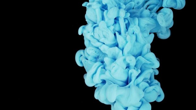 Slow-Motion Blue Paint Drops Mixing in Water, Captivating Stock Footage