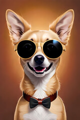 Dog wearing sunglasses. AI generated illustration