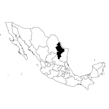 Vector map of the province of Nuevo León highlighted highlighted in black on the map of Mexico.