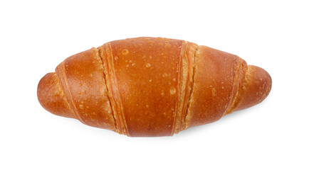 Delicious crescent pastry isolated on white, top view. Fresh pastry