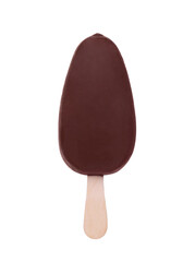 Delicious glazed ice cream bar isolated on white, top view