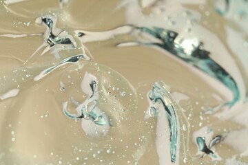 Transparent washing gel as background, closeup. Cosmetic product