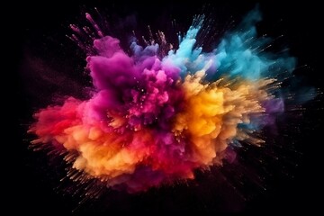 Vibrant Powder Explosion Abstract Close-Up, Generative AI