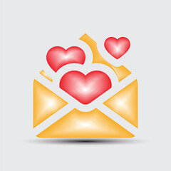 3d design icon heart symbol love. Vector illustration
