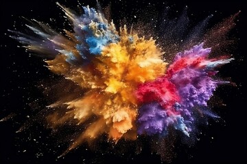 Vibrant Powder Explosion Abstract Close-Up, Generative AI