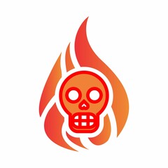red skull with fire
