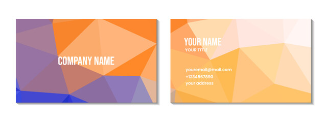 Fototapeta premium business card design. abstract blue orange colorful geometric background with triangles