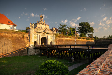 Sunrise over Alba Iulia fortress in Transylvania. Beautiful wide angle photo with this building...