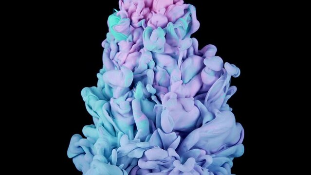 Silky Ink Cloud: Isolated Close-Up of Colorful Paint on Black Background