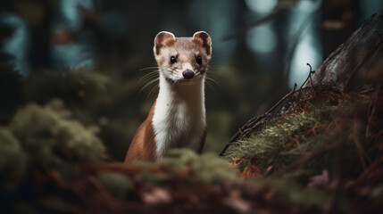 Stoats in the Enchanting Boreal Forest. Generative AI