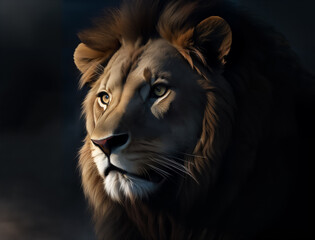 Fototapeta premium Beautiful lion portrait, generative ai