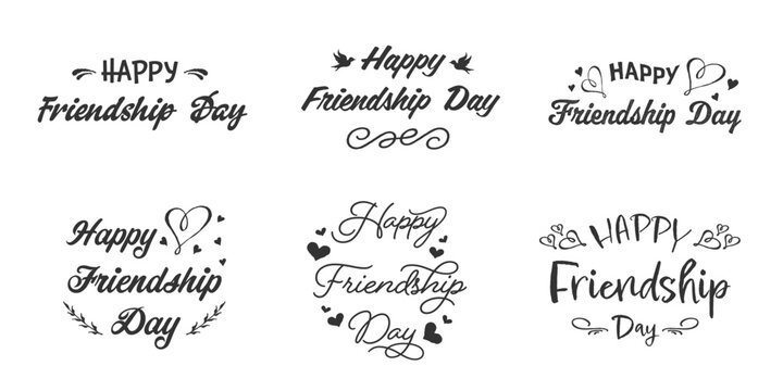 Set of lettering happy friendship day, Happy friendship day lettering phrase, Best friends forever