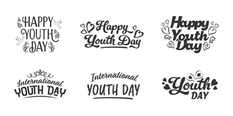 Set of lettering happy youth day