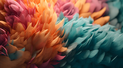 Vibrant World of Colorful Feathers, background. Generative AI
