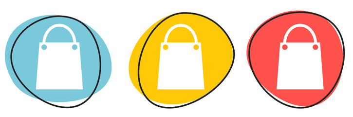 Button Banner für Website oder Business: Tasche, Einkaufstasche oder Tüte
