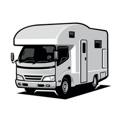 Naklejka premium RV camping car illustration vector image