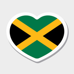 Flag of Jamaica icon. Vector heart sticker. Best for mobile apps, UI and web design.