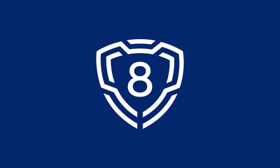 Number Shield Logo Blue Tech Modern IT