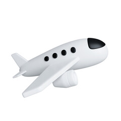 3D air plane, Tourism and travel concept, minimal style, Flat icon isolated on white background. 3d rendering illustration. Clipping path..