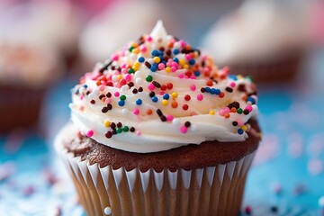 Commercial Close up Shot of a Cup Cake with some Swirls on the Top, Insane Details. Generative AI.