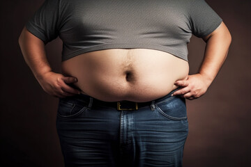 Naklejka premium Overweight man. Concept of weight gain and unhealthy lifestyle