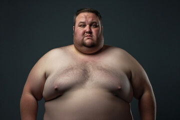 Fototapeta na wymiar Overweight man. Concept of weight gain and unhealthy lifestyle