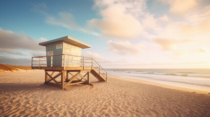 lifeguard tower on beach. summer and vacation. generative ai