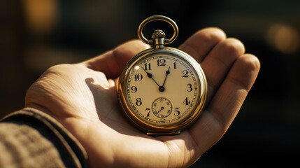 person holding pocket watch. time and punctuality concepts. generative ai - obrazy, fototapety, plakaty