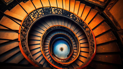spiral staircase. descent. generative ai