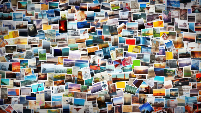 collage of photos. memory and pictures collection of scrapbook. generative ai
