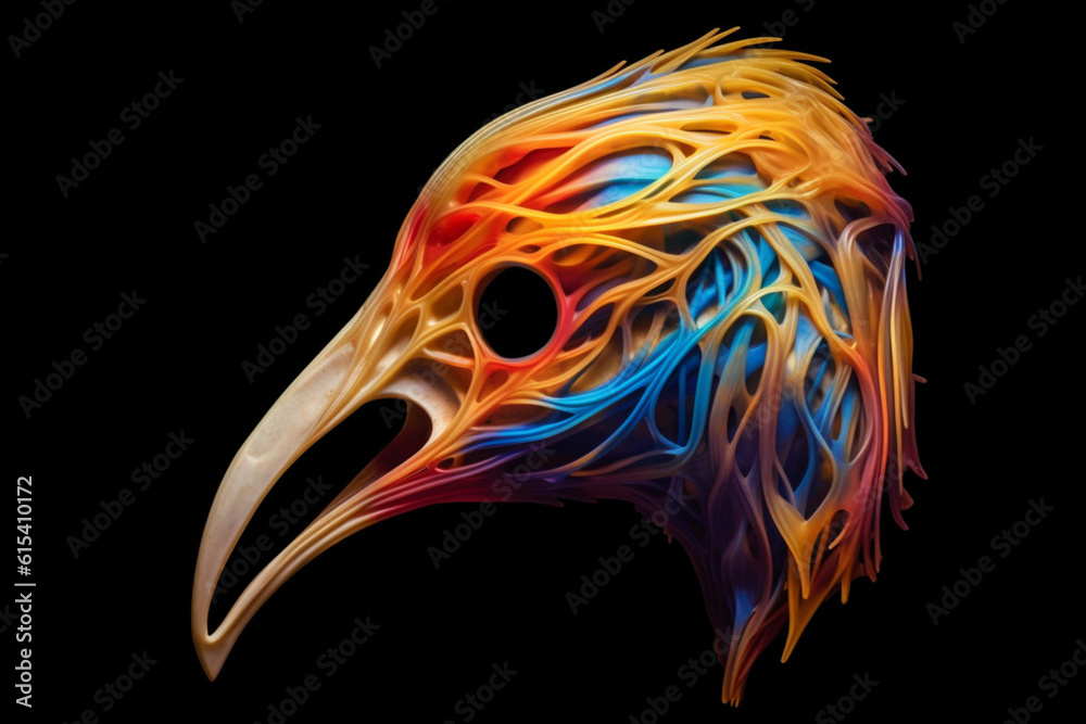 Aufkleber A trending image depicts an artistic interpretation of a bird skull, with abstract and flowing lines that capture. Generative AI technology