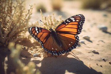 Fototapeta na wymiar iceroy Butterfly's Camouflaged Beauty. Generative AI