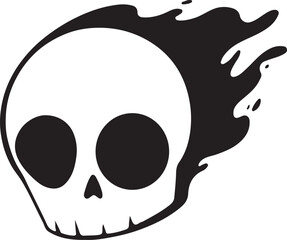 White skull icon on black background. Vector illustration.