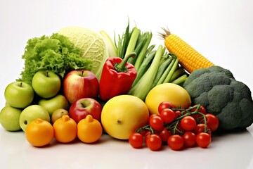 Fototapeta na wymiar Assorted Fruits and Vegetables: Fresh and Colorful, Generative AI
