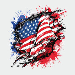 American flag and national symbols, United States of America patriotic emblems vector T-shirt  Desaign