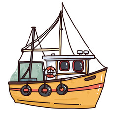 cute vector illustration of fishing boat