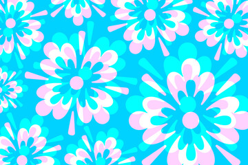 Fototapeta na wymiar pattern with daisies on a blue background.
