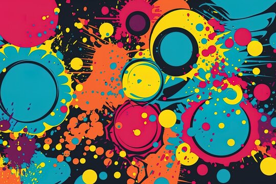 Fondo colorido con burbujas, estilo pop. AI generative
