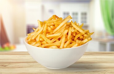 Delicious fresh roast french fries with sauce