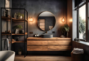 modern bathroom with a sink and mirror