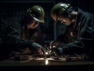 Profesionales arreglando