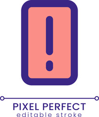 Exclamation mark pixel perfect RGB color ui icon. System error. Simple filled line element. GUI, UX design for mobile app. Vector isolated pictogram. Editable stroke. Poppins font used