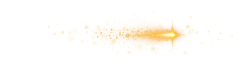 Golden star and sparks isolated on transparent background. Flares and sunbursts. Glowing light effects. PNG.