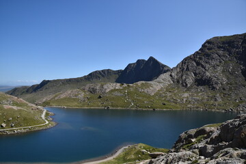 the lakes next to Snowdon. the highest mountain in wales