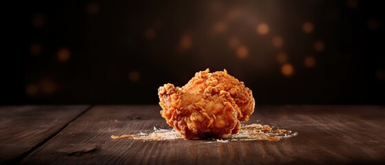 Commercial Photography of some Chicken Wings over the Table, Studio Lighting, Insane Vibrance. Generative AI.