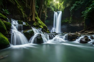 Fototapeta na wymiar waterfall in the forest. generate ai
