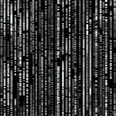 Matrix-style barcode texture background. Black and white. Generative AI.